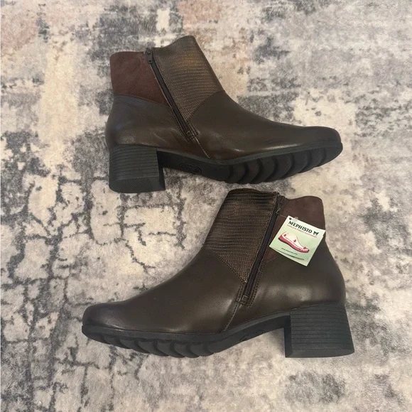 Mephisto Garita Dark Brown Side Zip Ankle Boots Booties Women’s Sz 8 - Picture 3 of 8